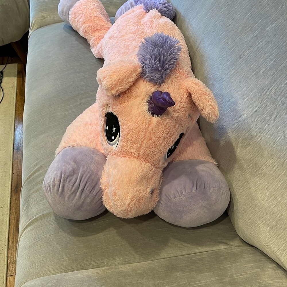 Giant Plush Pink and Purple Unicorn Toy